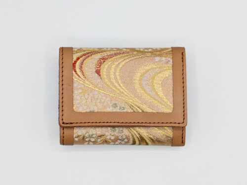 【革製品のOEM】織物 革 三つ折り財布